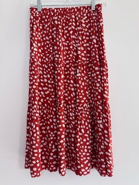 MEROKEETY Boho Leopard Print Skirt Pleated Swing Midi Skirt Small
